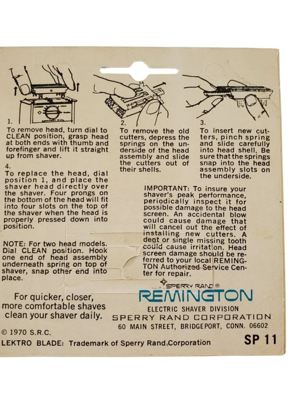 Vintage Remington Electric Shaver Replacement Blades Selectro & Lektro 1970
